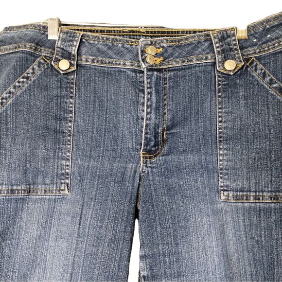 VTG Faded Glory Jeans High Rise 14 Wide Leg Stretch Flap Snap Pckts Gorp Y2k - Picture 3 of 15